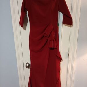 Jovani Red Long Sleeve Dress